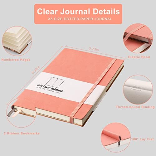 AHGXG Dotted Journal Notebook, 320 Pages, 120GSM, A5 (5.7'' × 8.3'')