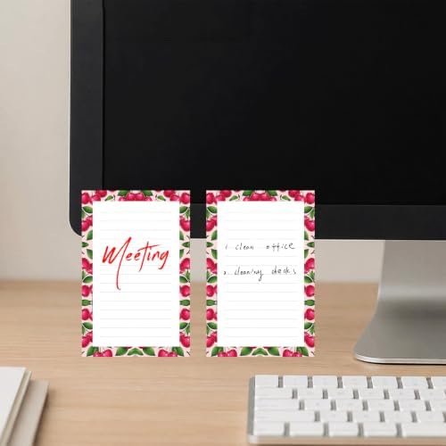Lined Sticky Notes 4x6 in, 2 Pack Large Cute Notepads with Lines, Bright Post Memo Note Pads Big Rectangular Sticky Notes for Office Cute Pink Cherry