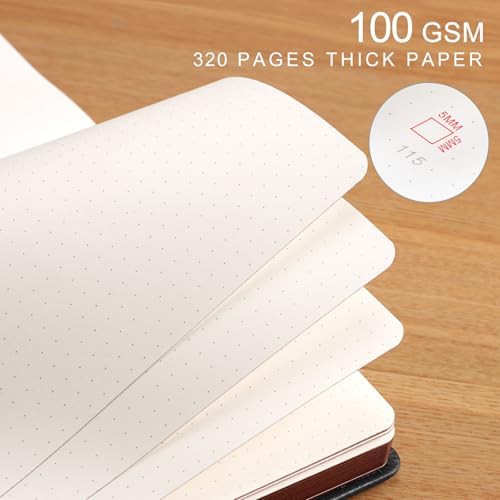 AHGXG Thick Dotted Notebook, 320 Numbered Pages, A5 (5.75'' X 8.38'')