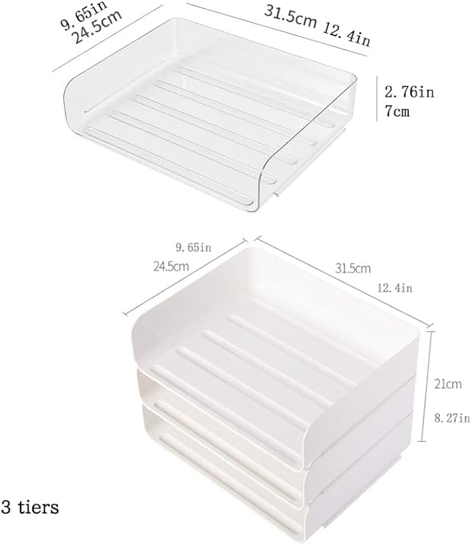 3 Tiers Stackable A4 Paper Trays, Office Desk File Holder, Tidy File Document Letter Book Paper Organizer (3 Tiers,White)
