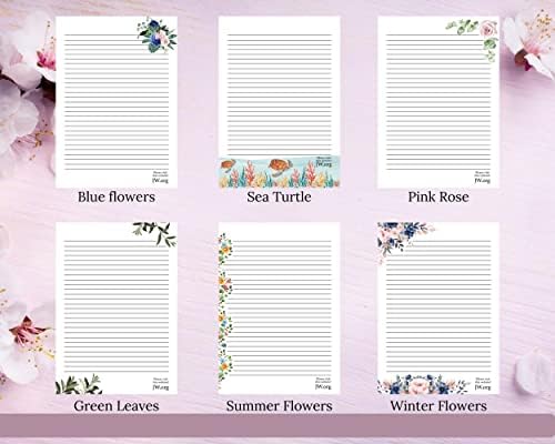 JW Letter Writing A4 Pad Stationery Paper Lined Gift Notepad Writing Sheets (Mixed Flowers)