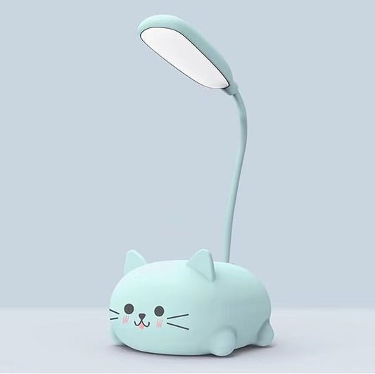 Neioaas LED Desk Lamp for Kids, Cute Cat Lamp USB Rechargeable Reading Light,Portable LED Table Light, Flexible Gooseneck Eye-Care Cartoons Small Desk Lamp Girls Gifts (Blue)