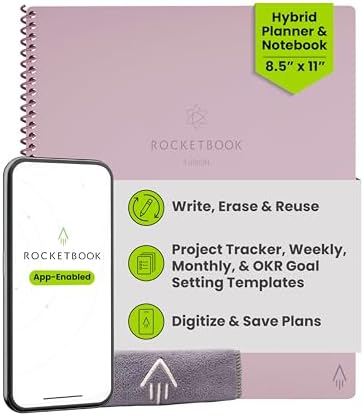 Rocketbook Fusion Hybrid Reusable Planner Notebook, Letter 8.5x11, Pink