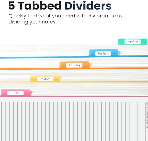 Taja Large Spiral Notebooks for Work 5 Subject with Removable Dividers