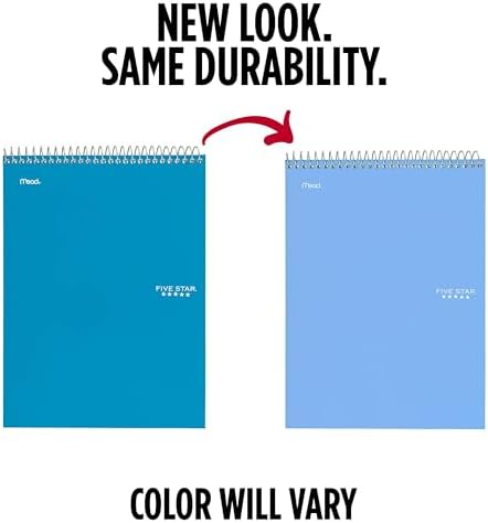 Five Star Top Spiral Notebook + Study App, 1 Subject, College Ruled Notepad, 8-1/2" x 11", 100 Sheets, Fights Ink Bleed, Water Resistant Cover, Tidewater Blue (820058D-ECM)