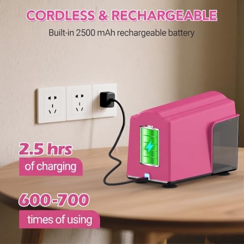 AFMAT Electric Pencil Sharpener Heavy Duty, 6 Holes, Cordless & Rechargeable, Super Fast, Auto Stop, 10K+ Uses, Classroom Pencil Sharpener for 6-11mm No.2/Large/Colored Pencils PSD4
