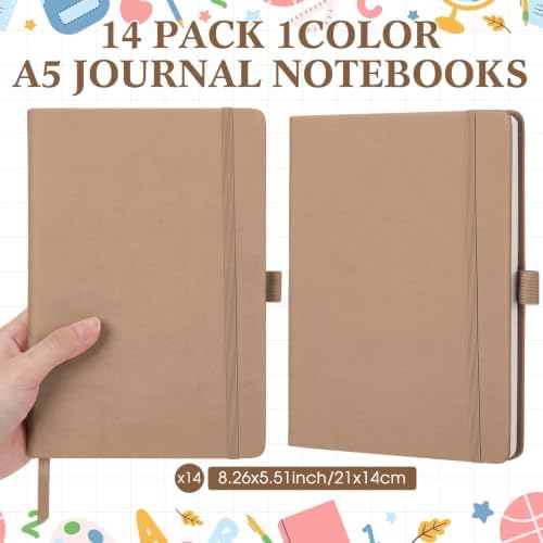 Laumoi 14 Pack Hardcover Lined Journal Notebooks Bulk,Milk Tea,A5