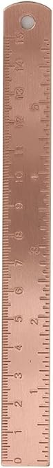 Rose Gold Ruler, Metal Drawing Ruler, Brass Straight, Unisex Learning Measuring Bookmark Stationery for School Office Math Geometry Gift Drafting Tools and Kits Office and School Supplies