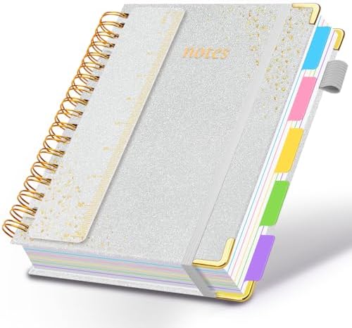 Hardcover Spiral Notebook with Tabs & Dividers, 8"x10" 5 Subject