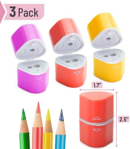 Mr. Pen- Pencil Sharpeners Manual, 3 Pack, 3 Holes, Colorful