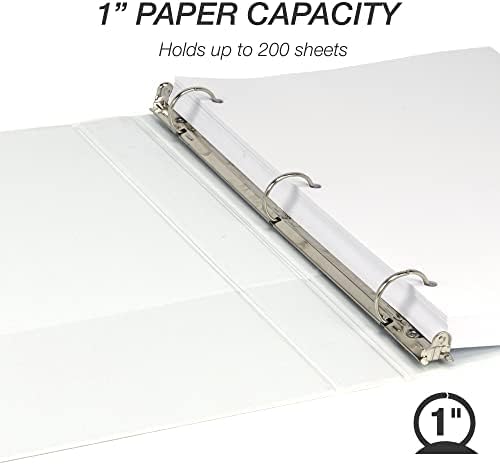 Samsill 1 Inch 3 Ring Binders, Economy Round Ring, Clear View Cover, 200 Sheet Capacity - for School, Home, Office - White, 24 Pack