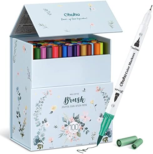 Ohuhu Adult Coloring Book Markers 100 Color Dual Tip Water-Based-Maui-White