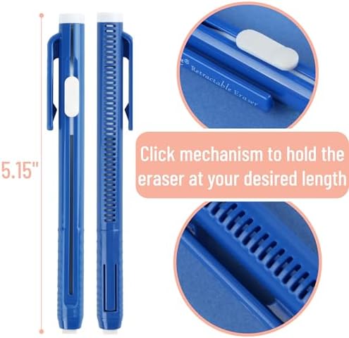 Mr. Pen- Retractable Mechanical Eraser Pens, 6 Pack, Sunset Colors | Latex-Free Precision Pencil Erasers for Artists, Students, Drawing, Sketching & Drafting