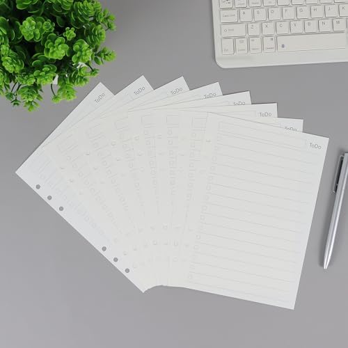 MultiBey A5 Refill To Do List, 120GSM 6-Ring Loose Leaf Paper, 80 Sheets
