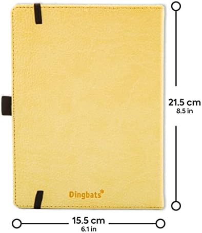 Dingbats* Wildlife Grid Writing Journal Notebook A5 - Vegan Leather Hardcover - Ideal for Work, Travel - Pocket, Elastic Closure, & Bookmark