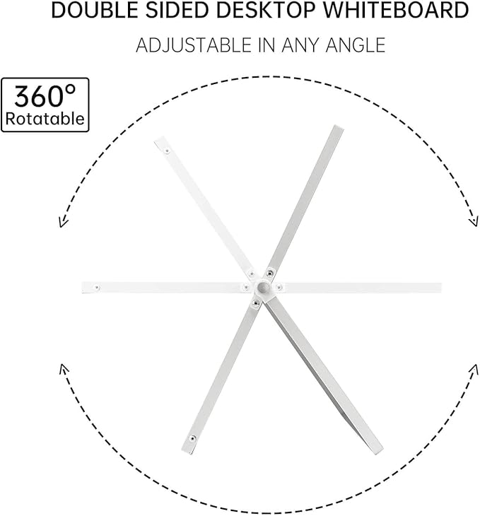 TSJ OFFICE Small White Board - 12 X 12 Inches Small Magnetic Dry Erase Board with Hooks for Wall, Desktop Whiteboard Stand 360 Degrees Revolving Double Sided for Office, Home, School, Silver