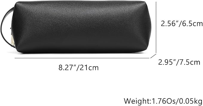 Pencil Case Soft School Pencil Pouch Bag for Easy Carry Stylish and Durable (Black,Faux leather)