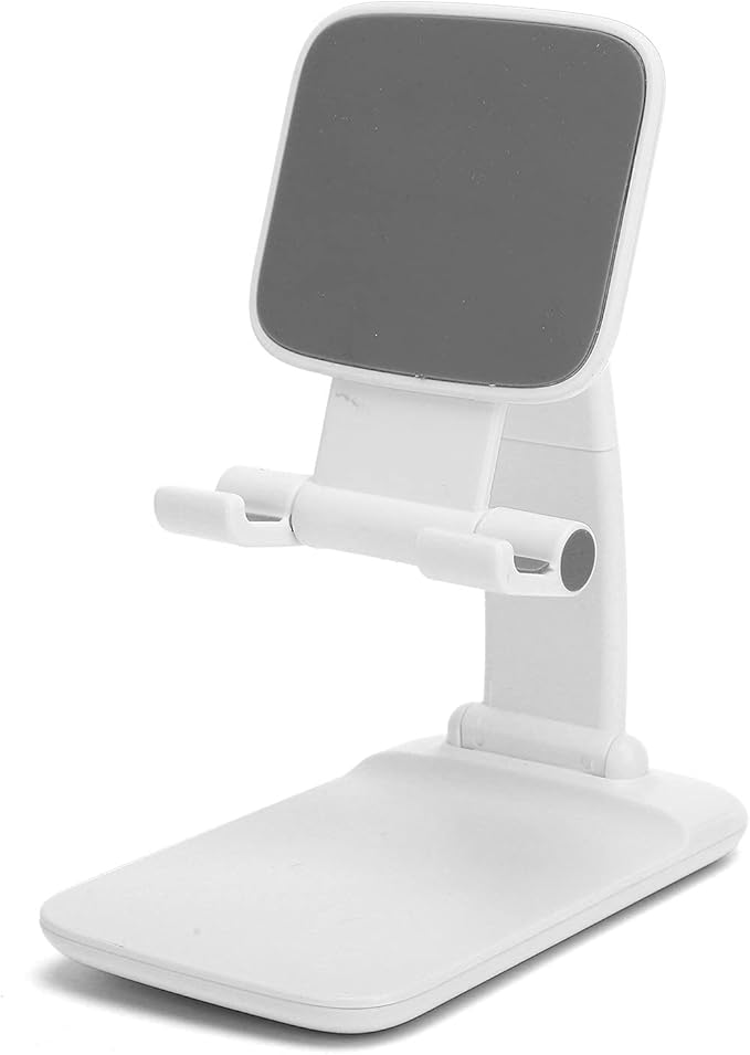 ciciglow Adjustable Desktop Mobile Phone Tablet Stand Holder for Webcast Online Meeting (Plastic White)