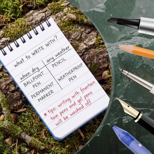 Thboxes 10 Pack Waterproof Pocket Notebooks, 5 x 3 Inch, Top Spiral Pad Set