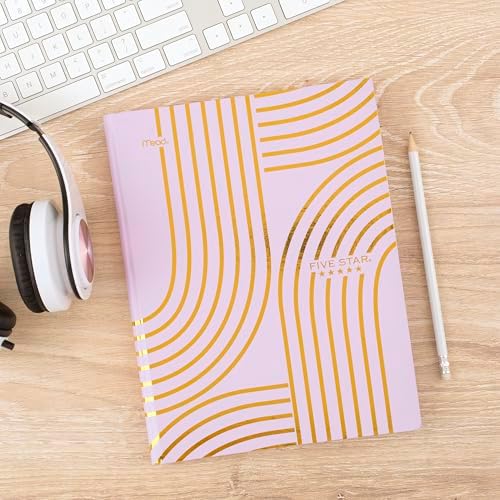 Five Star Composition Book, College Ruled Paper, 7-1/2" x 9-3/4", 80 Sheets, Hardcover, Lilac and Metallic Gold Arches (850111F-AMZ)