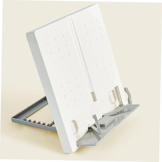 Adjustable Reading Stand for Desktop with Multi-Angle Book Holder Rack Portable White Textbook Holder for Cookbooks and Reading Design for Easy Storage and Carrying