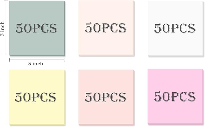 Temiary 6Pads Transparent Sticky Notes, Clear Sticky Note Waterproof See Through Memo Pad, Markers Stickers Translucent Index Book Tabs for Annotating Bible Study Supplies, 50Sheets/Pad