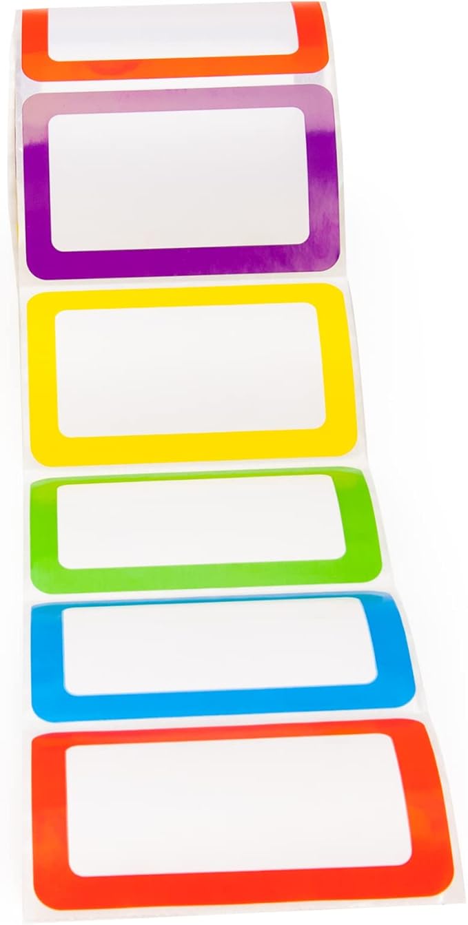 L LIKED 500 Stickers - 3.5" x 2.25"Colors Plain Name tag Labels with Perforated Line for School Office Home (Blank - 500 Labels) (Pack of 2)