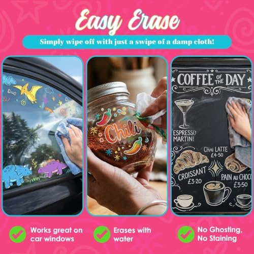 Loddie Doddie Chalk Markers - Pack of 48, 6mm Reversible Tips - Liquid Chalk Pens for Glass & Windows - Dry Erase Chalkboard Markers for Blackboard & Calendars - Non-Toxic Pens for Art & Decor