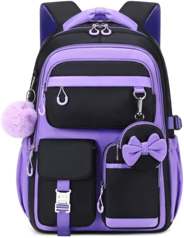 MUSEVOS Kids Teenage Girls Backpack, Elementary/Middle/High Schoolbag, Multi-Compartment Water-resistant Cute Bookbag, 17inch