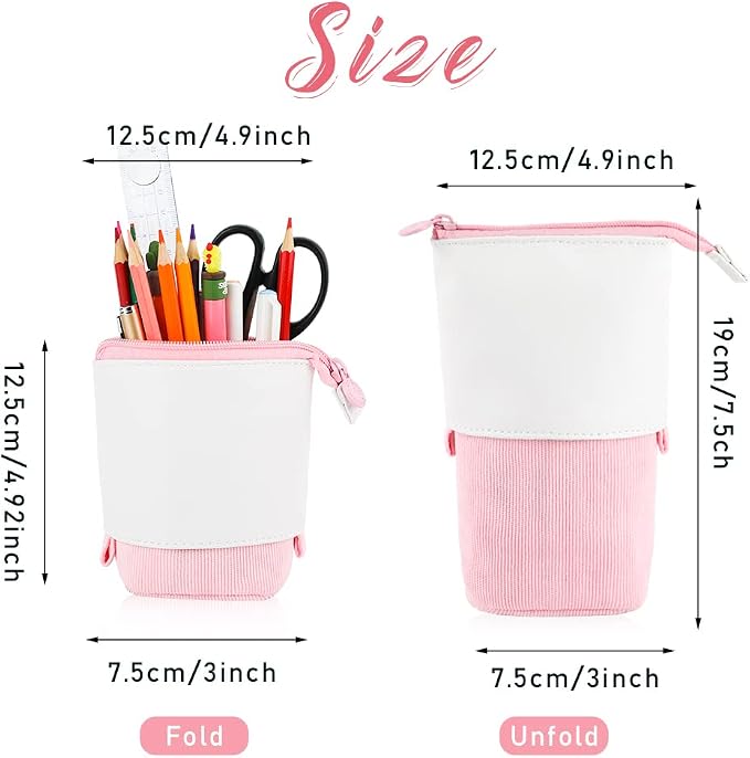 Oyachic Stand up Pencil Case Standing Pencil Holder Transformer Pencil Pouch Telescopic Pen Bag Cute Makeup Bag Cosmetic Organizer Bag Box for Women