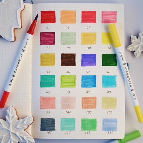 Primrosia 24 Dual Tip Marker Pens – Christmas Sugar Cookie Limited Edition Gift Pack. Pastel & Holiday Colours for Coloring, Journaling, Card Making, Tags & Creative Projects. Brush & Fine Tips