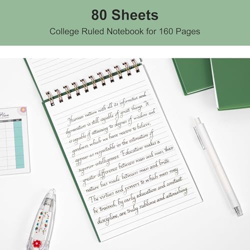 3 Pack Steno Pads Spiral 6 x 9 Inch,Top Bound Spiral Notebook College Ruled