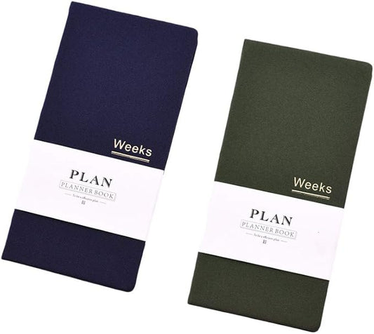 Undated Pocket Weekly Planner Schedule Organizer Agenda Year Month Week Plan A6 Notebooks (A6 undated planner Blue+Green)