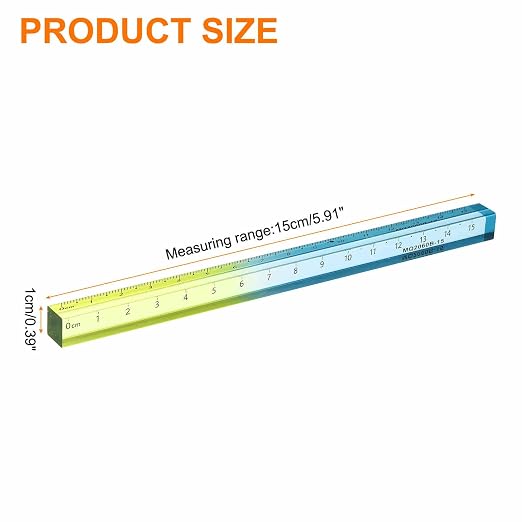 HARFINGTON Acrylic Clear Straight Rulers 15cm Metric Transparent Gradient Three-Dimensional Plastic Ruler Square Cube Measuring Tool for Classroom Office, Blue Yellow