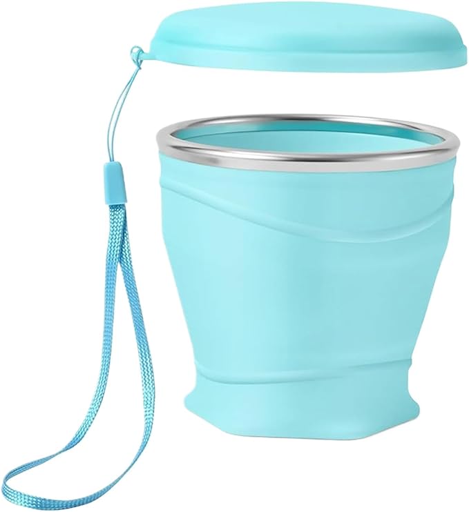 Foldable Cup - Food Grade Silicone Portable Drinking Cups,Leakproof Water Bottle,for Camping Backpacking Outdoors Travel Women Men Kids Family