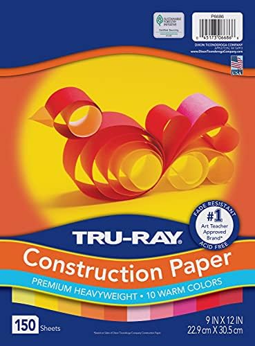 Tru-Ray Construction Paper, Warm Assorted, 9" x 12", 150 Sheets