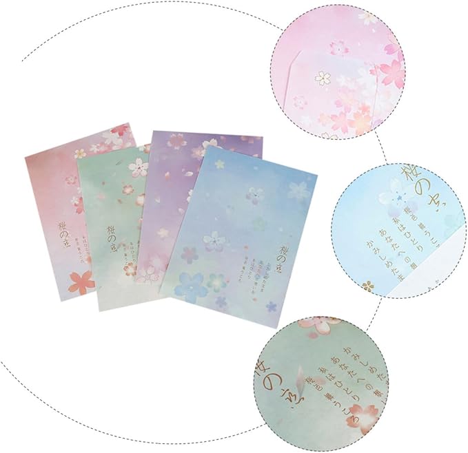 Mobestech Japanese Style Note Paper Set 40pcs B5 Blossoms Pattern Writing Paper Stationery for Letter Writing and Printing, Vintage Floral Design for Office and School Use