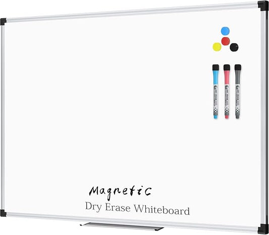 XBoard Magnetic Dry Erase Whiteboard 48 x 36 Inch, 4' x 3' Premium White Board for Wall with Marker Tray, Silver Aluminum Frame Presentation Board for Home Office Classroom