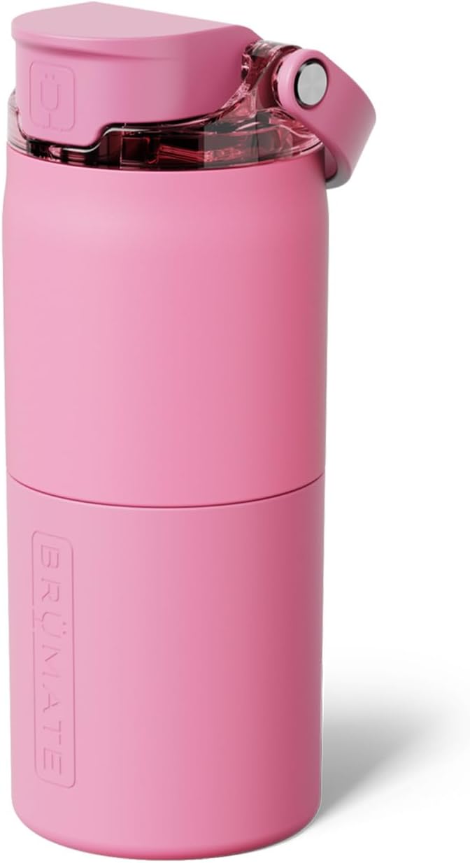 BrüMate Rise 18oz Water Bottle with Covered Silicone Straw | 100% Leakproof Insulated Kids Water Bottle | Cup Holder Friendly Base | 18oz (Primrose)