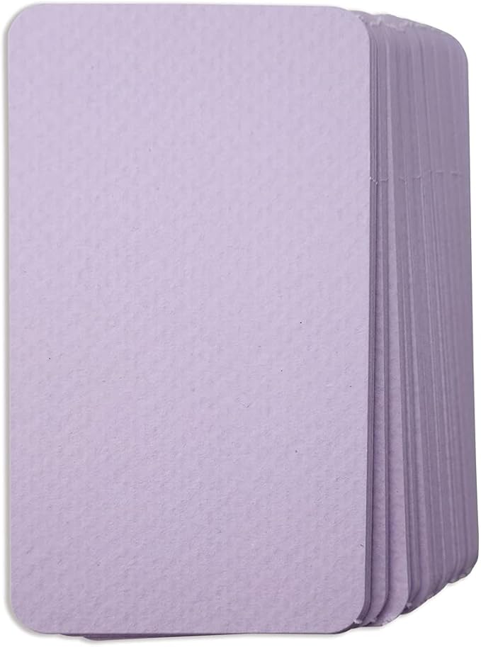 PPAPPAPPIYO 3.5x2 rounded corner index cards180gsm Thick Cardstock, Blank Colored Flash Cards for Study, Notes, Business Cards & Labels, Small Notecards 100 Pack (Lavender)