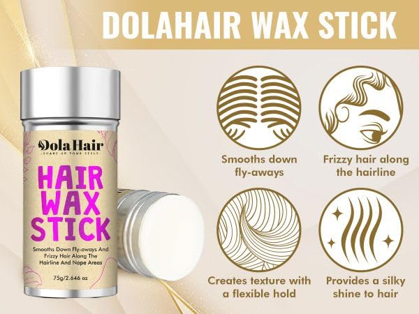Dolahair Hair Wax Stick for Flyaways, Smoothing, and Slick Back - Hair Pomade for Women and Kids (2 Pack)