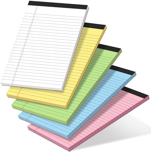 klasit 5Pack Note Pads 5x8,Legal Pads Multicolor College Ruled Legal Pads