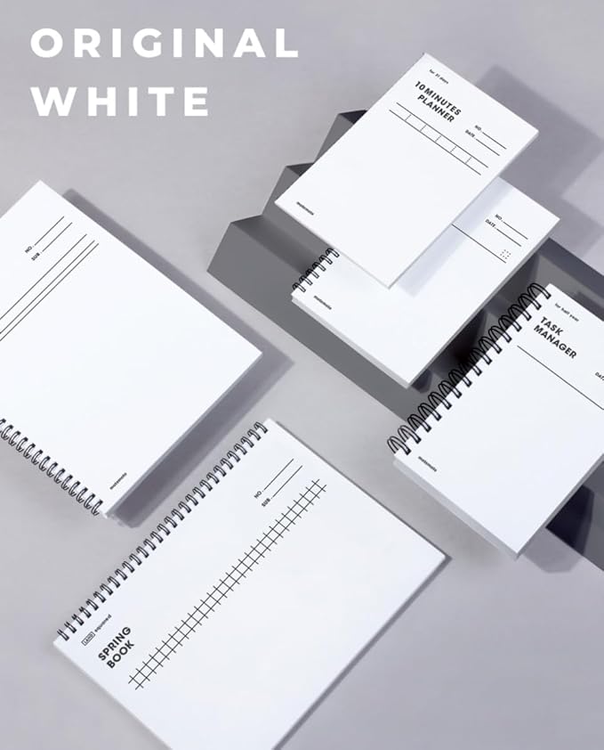 MOTEMOTE 10-Minute Planner 100 DAYS – Study Planner, Time-Blocking Productivity Journal, Spiral-Bound, Color Chip Edition (White)