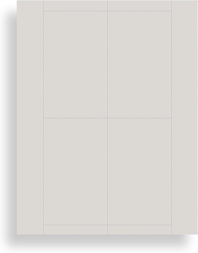 Plain Grey Printable Index Cards 3x5 - Index Card Sheets for Inkjet & Laser Printers - Perforated cards 4 per page - 25 Sheets / 100 Index Cards