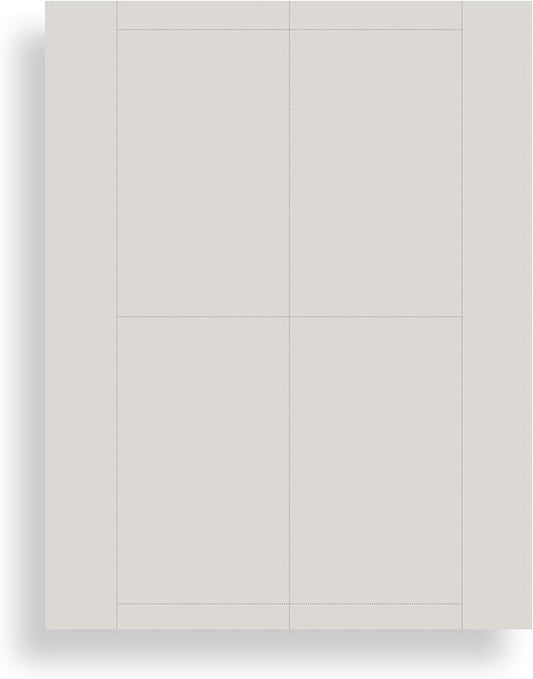 Plain Grey Printable Index Cards 3x5 - Index Card Sheets for Inkjet & Laser Printers - Perforated cards 4 per page - 25 Sheets / 100 Index Cards
