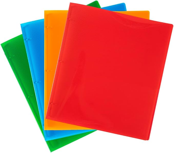 JAM PAPER Plastic 0.5 inch Binders - Assorted 3 Ring Binders (Red, Blue, Green & Orange) - 4/Pack