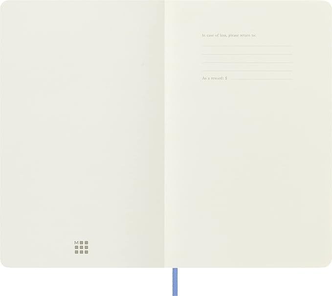 Moleskine Classic Notebook, Soft Cover, Large (5" x 8.25") Plain/Blank, Hydrangea Blue, 192 pages