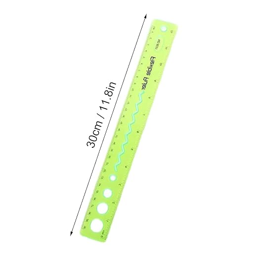 1PC 12 Inch Color Flexible Rulers Kids Soft Bendable Plastic Transparent Rulers Shatterproof Clear Ruler School House and Office, Drafting Tools and Drafting Kits(Random Color)