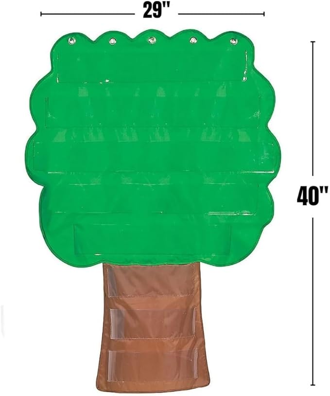 Fun Express Tree Pocket Chart – Over 3 Feet Tall with 8 Large Pockets – Teacher Child Educational Activities Classroom Organization – Learning Visual Aids Daily Schedules Interactive Display – 1 Piece