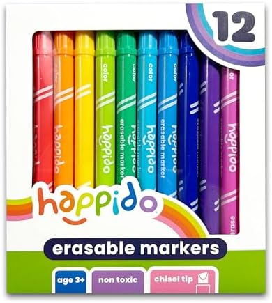 Happido Double-Sided Erasable Markers for Kids, Set of 12